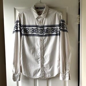 Scotch & Soda Amsterdam Shirt Nordic Pattern Long Sleeve Cream/Blue Size S
